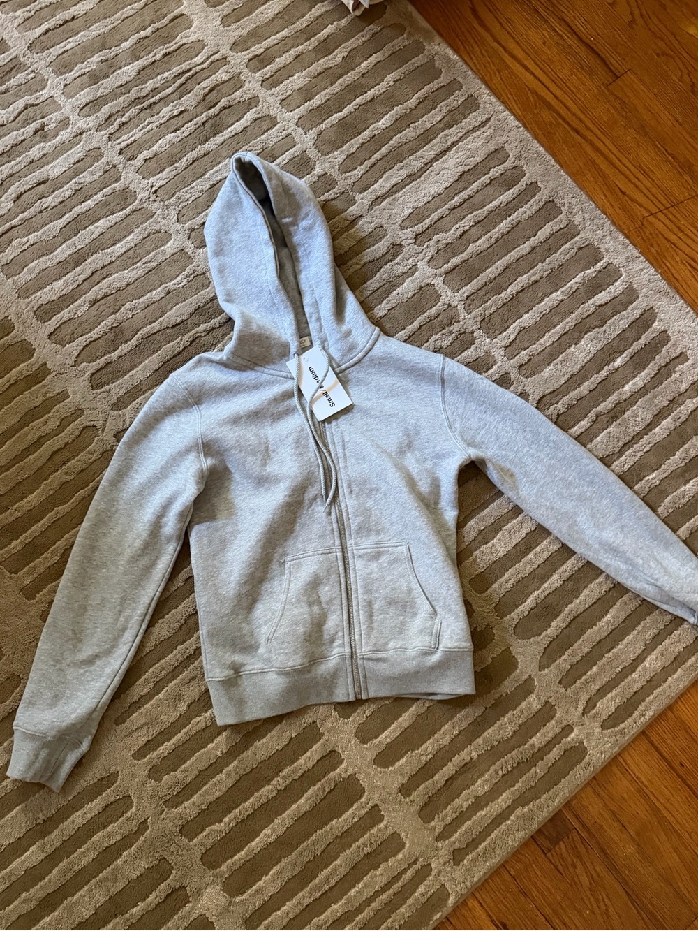 Brandy Melville Light Gray Full-Zip Hoodie Sweatshirt